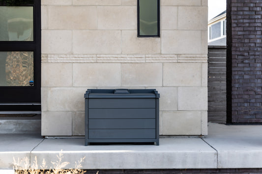 BenchSentry delivery box on a cement porch