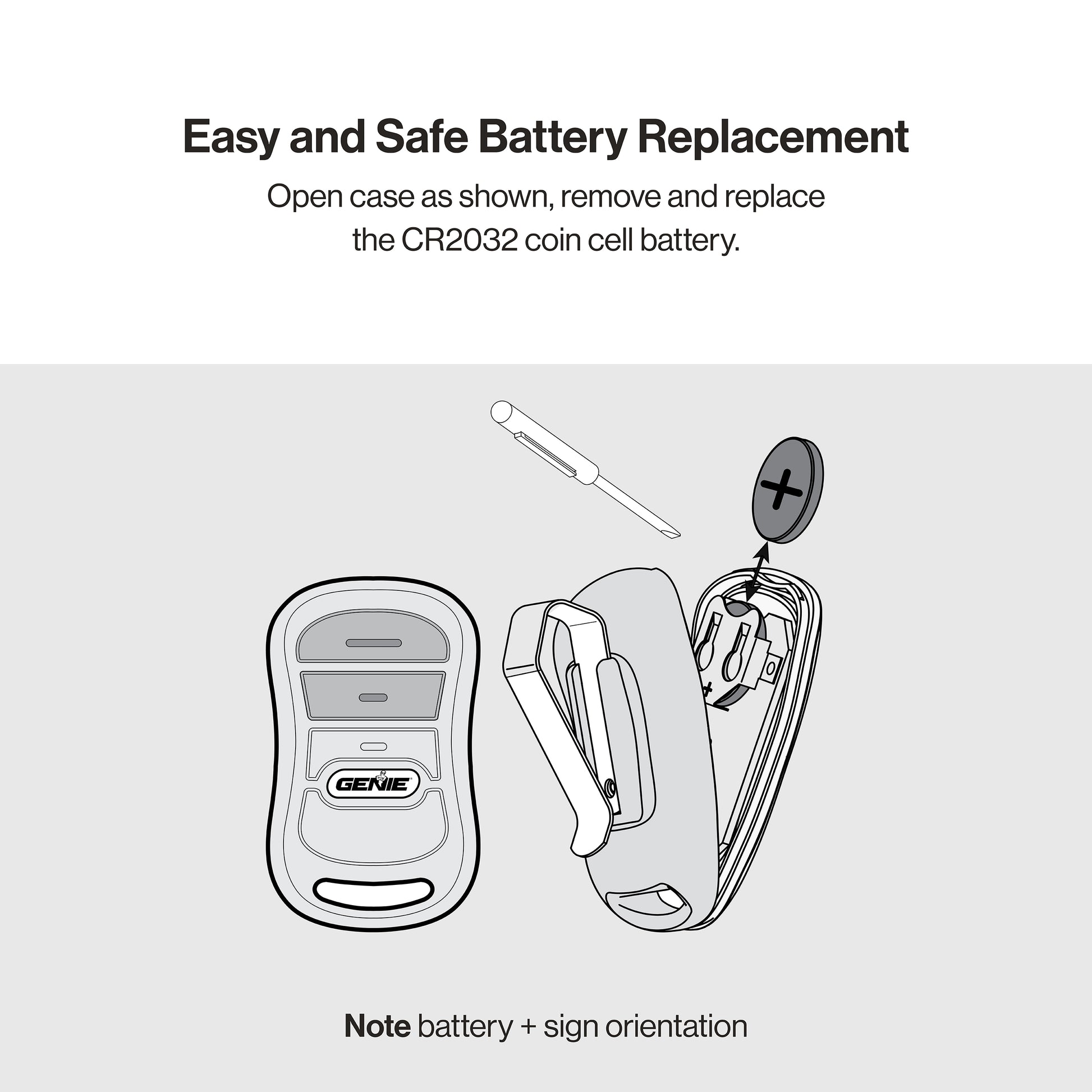 easy and safe battery replacement genie garage door opener remote