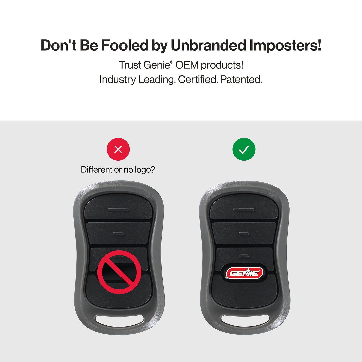 Don't be fooled by unbranded imposters trust Genie OEM products