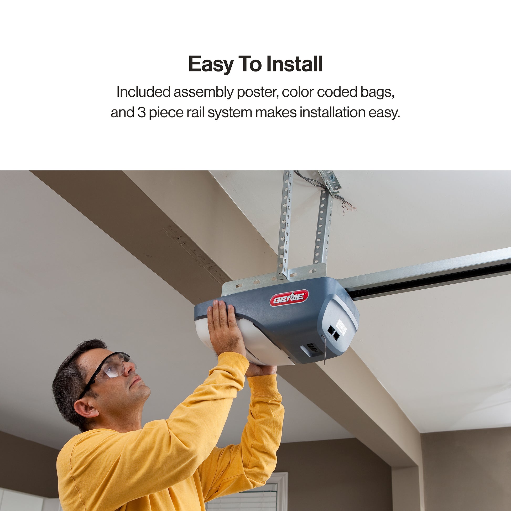 Easy to install Genie 3 piece rail system