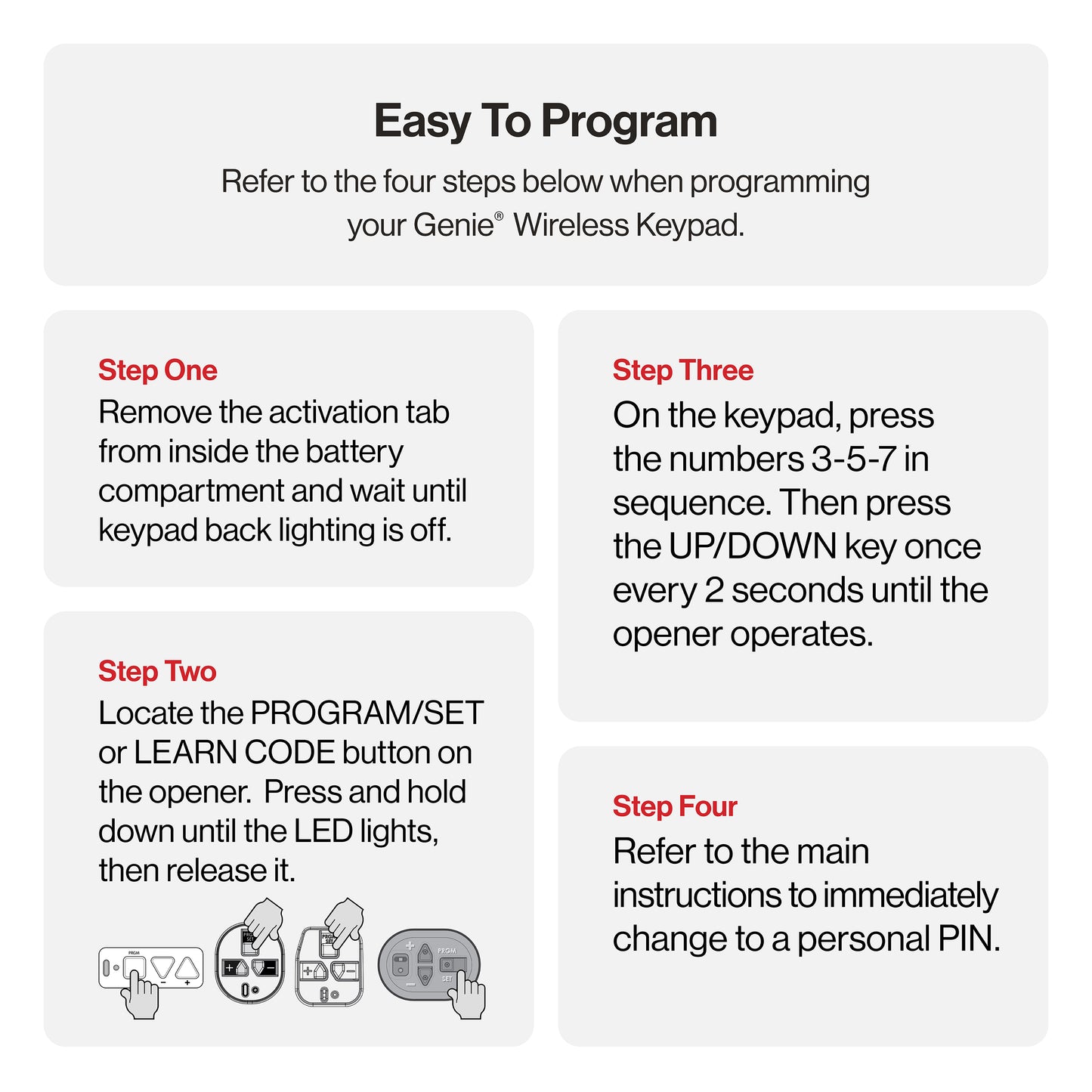 Easy to program Genie Wireless Keypad