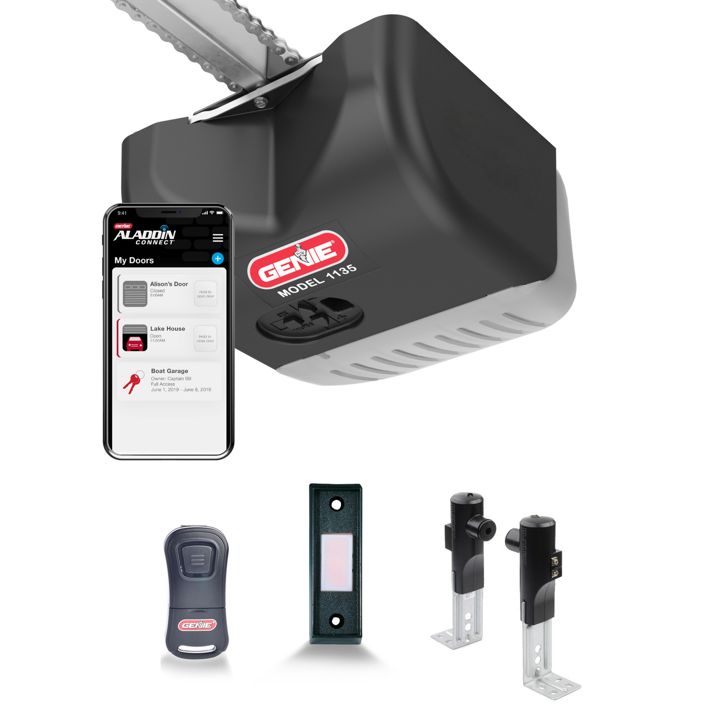 1135-VM - ½ HPc Chain Drive Wi-Fi Enabled Garage Door Opener