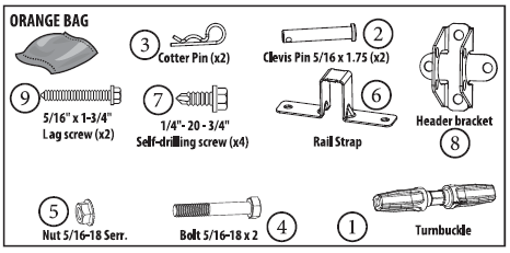 Genie Garage Door Opener Mounting Parts Pack (Orange Bag) - 39010R.S for belt and chain drive models