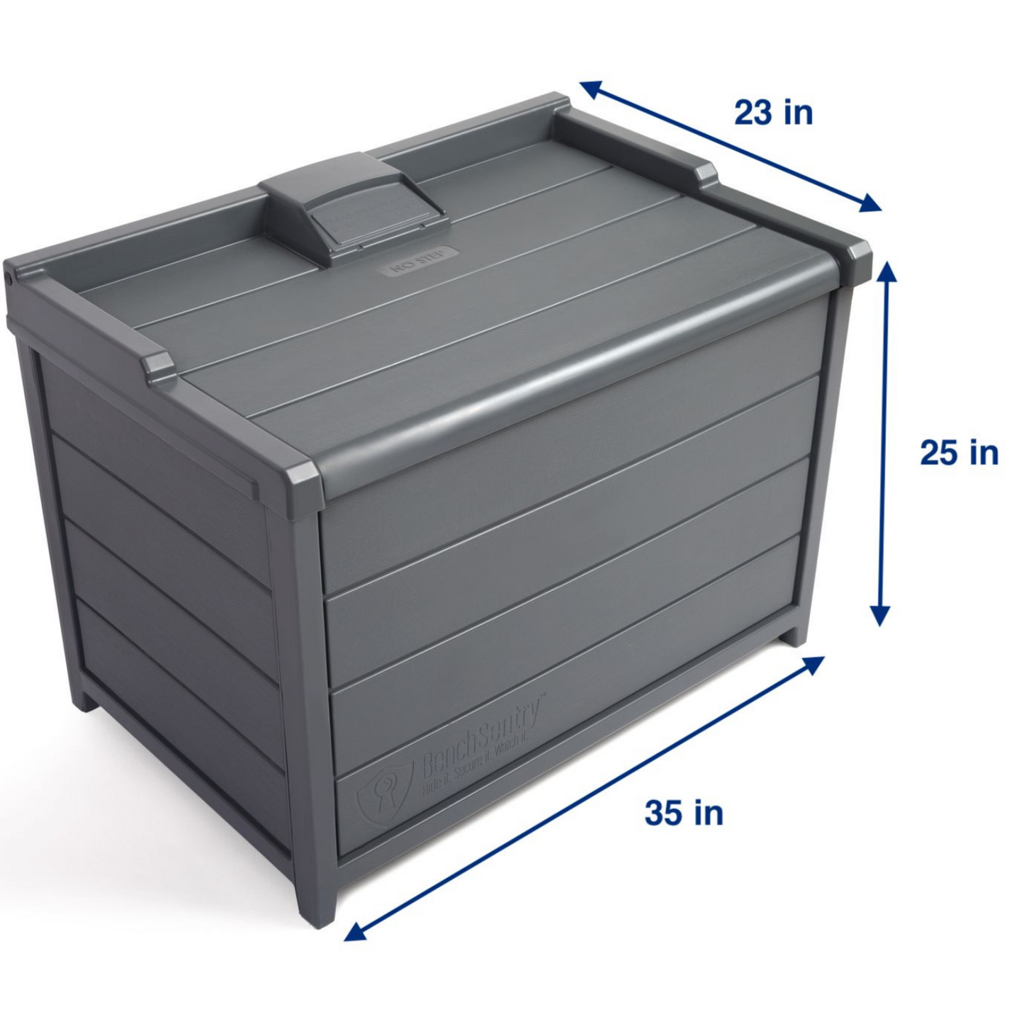 BenchSentry Package Delivery Box showing dimensions