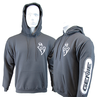 The Genie Company hooded sweatshirt featuring the Genie man logo