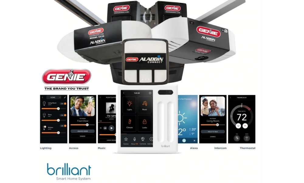 Genie smart garage door openers with Aladdin connect now work with Brilliant Smart Home System