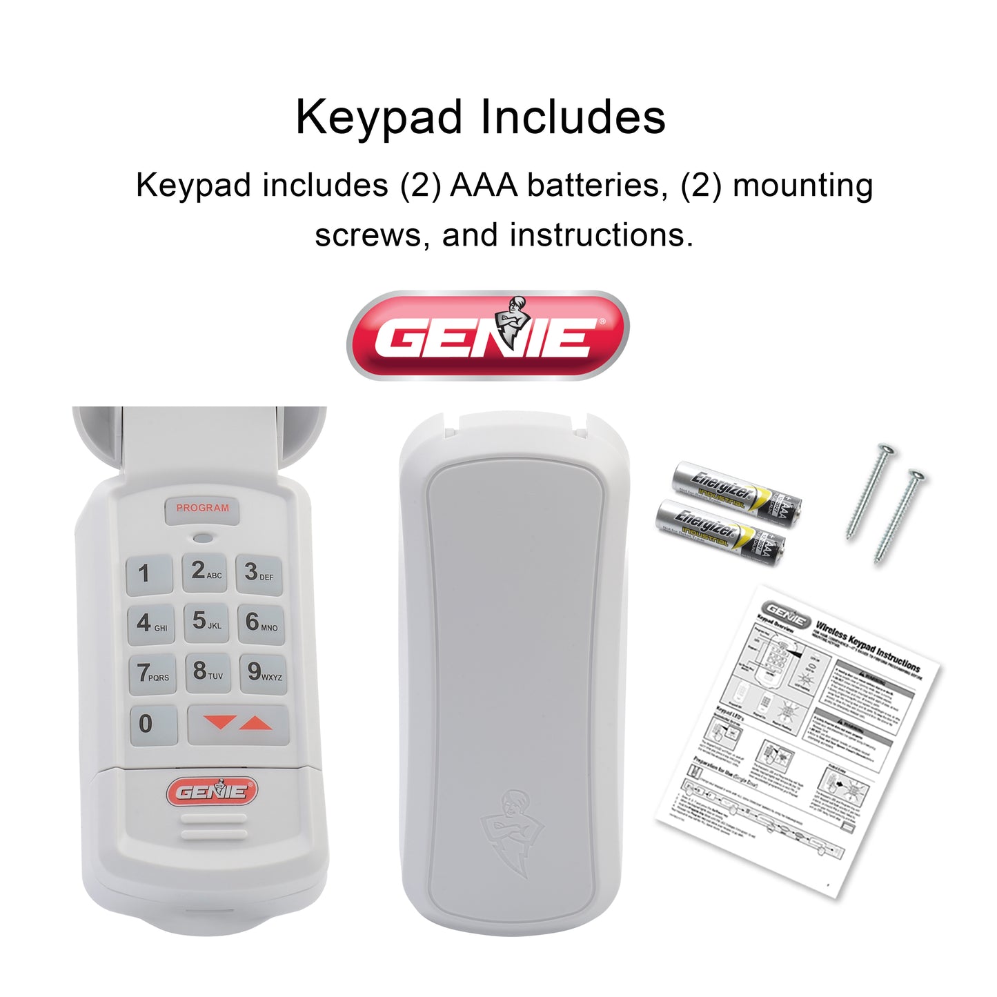 Genie Garage Door Opener Keypad GK-R, 37224R, Includes batteries and screws