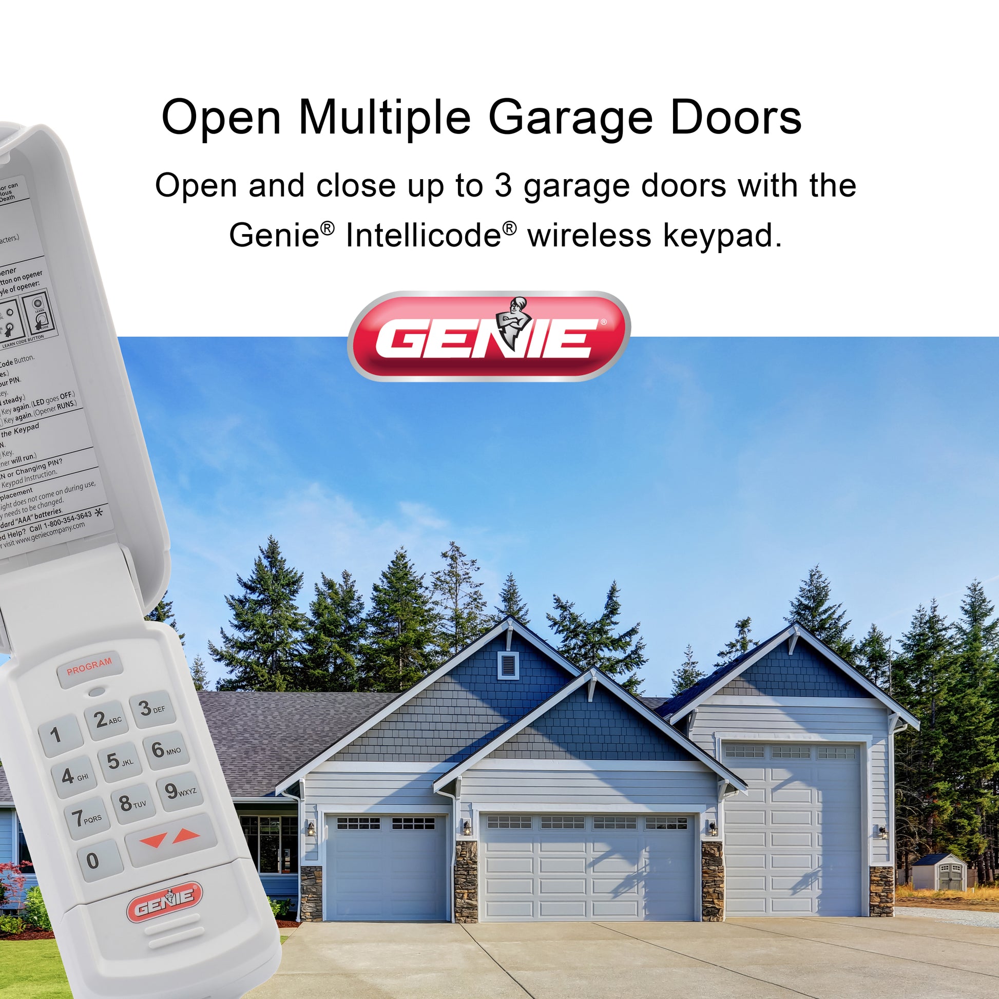 GK-R Genie wireless garage door opener keypad works on up to three doors