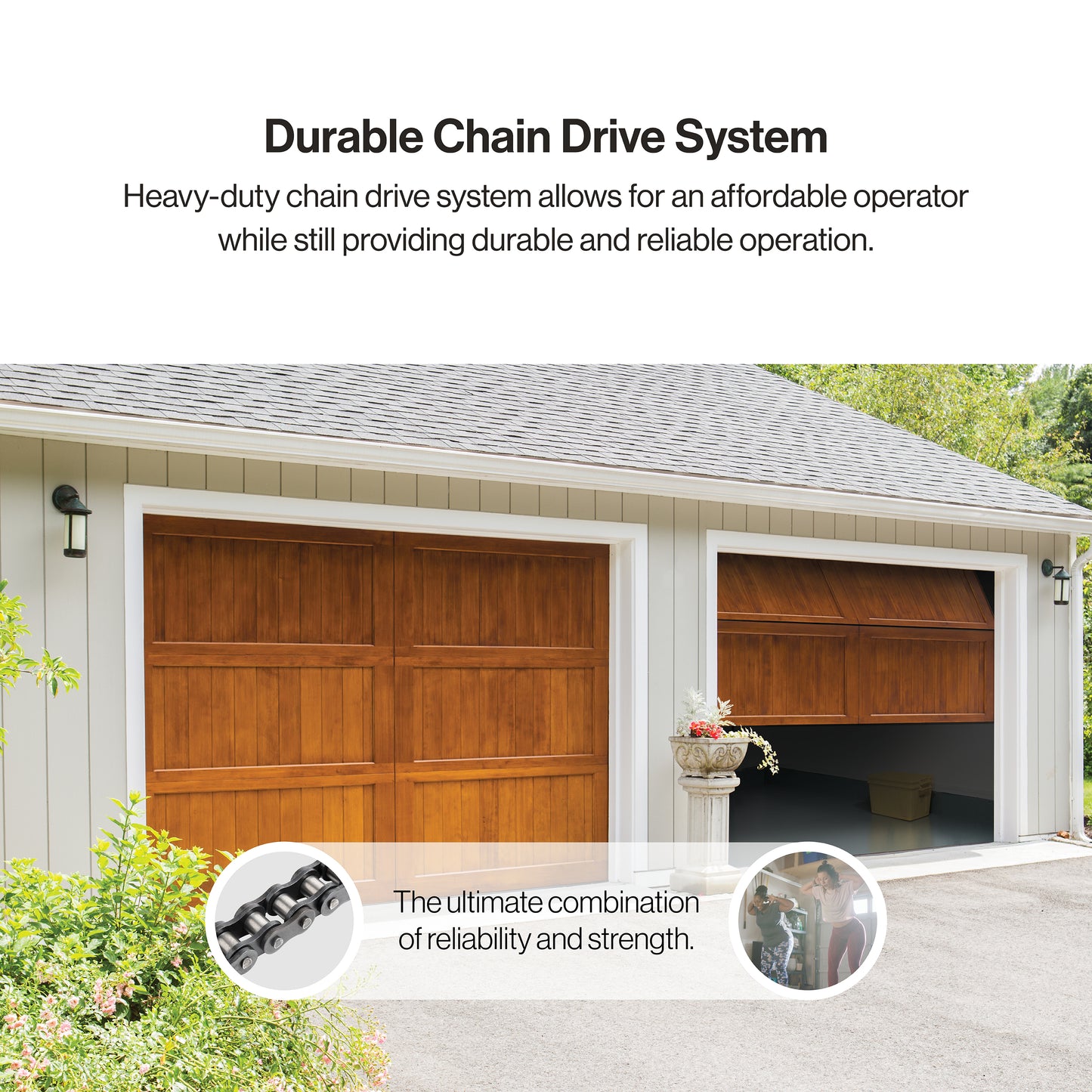 Durable Chain Drive System with the Genie garage door opener