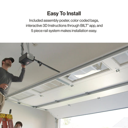 easy to install 5 piece garage door opener rail systems