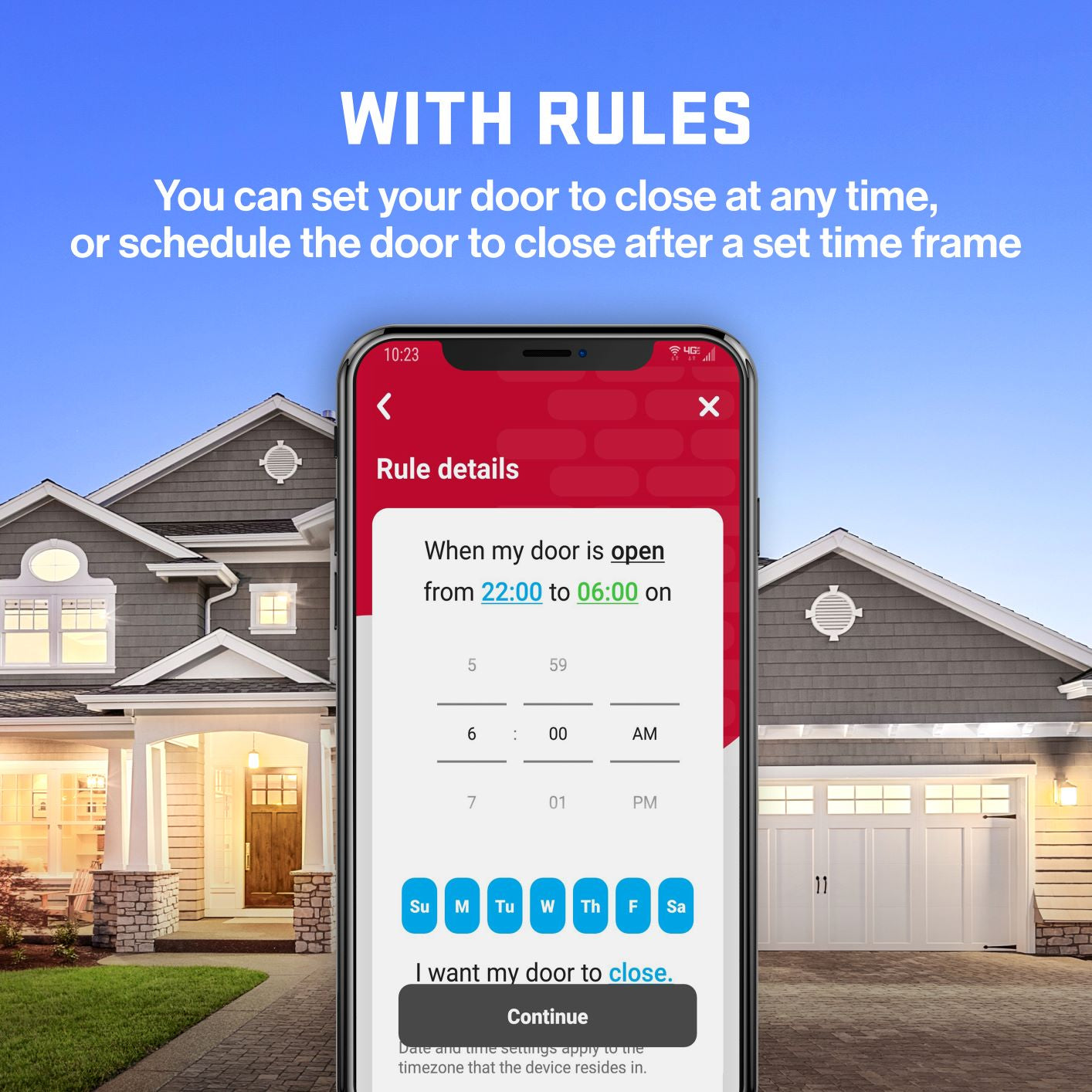 Set rules for the garage door opener with Aladdin Connect