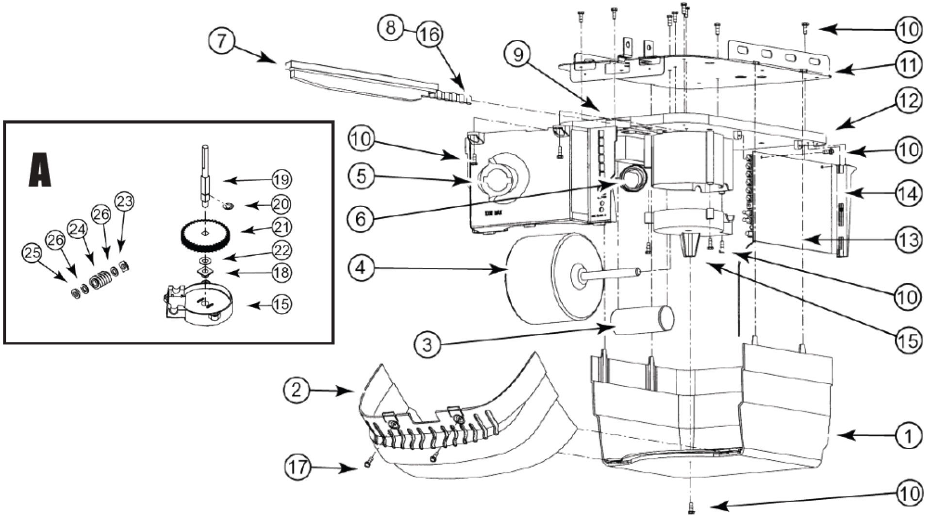 Genie ChainGlide diagram of replacement parts - Powerhead