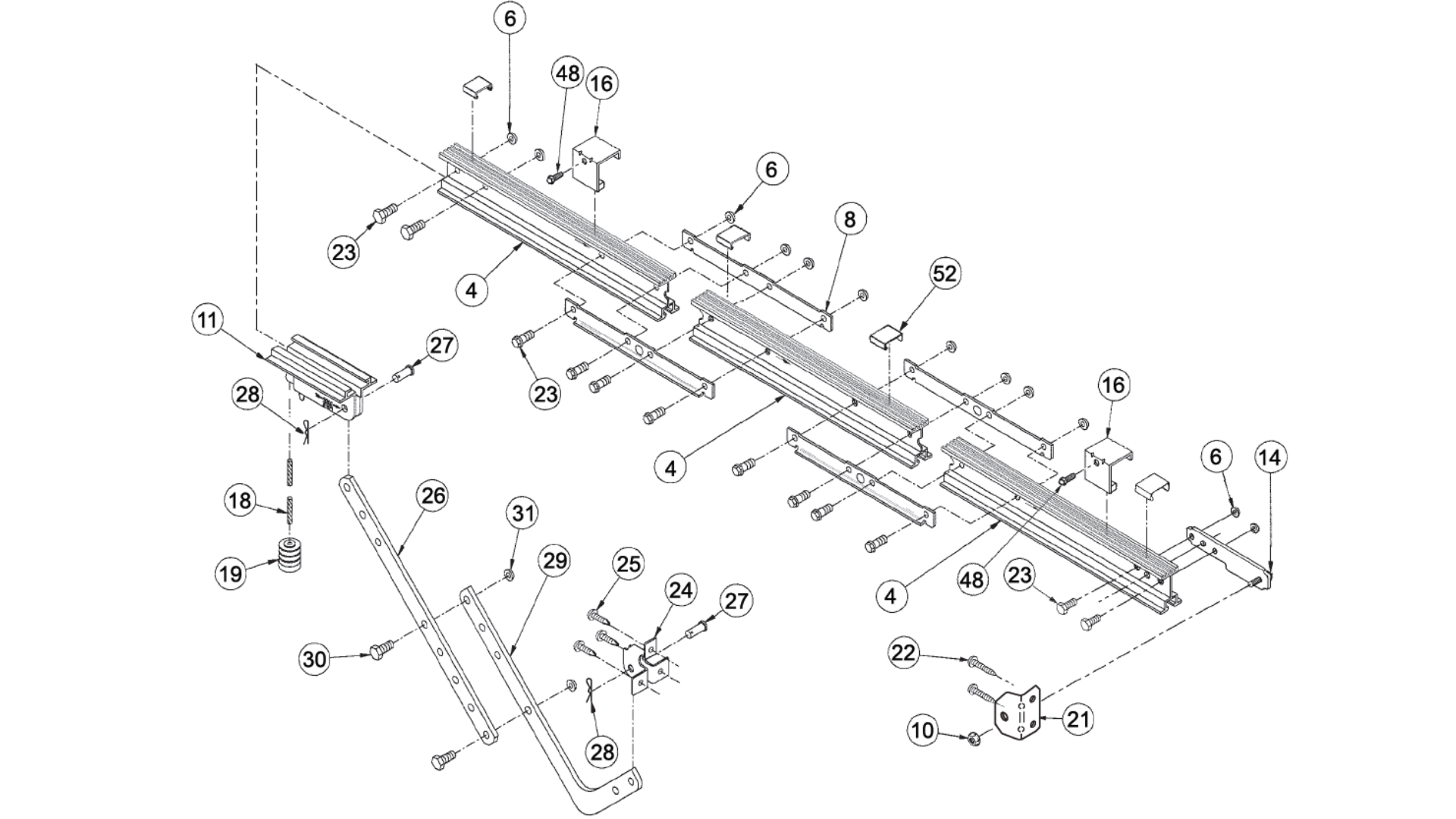 Genie ChainGlide diagram of replacement parts - Rail