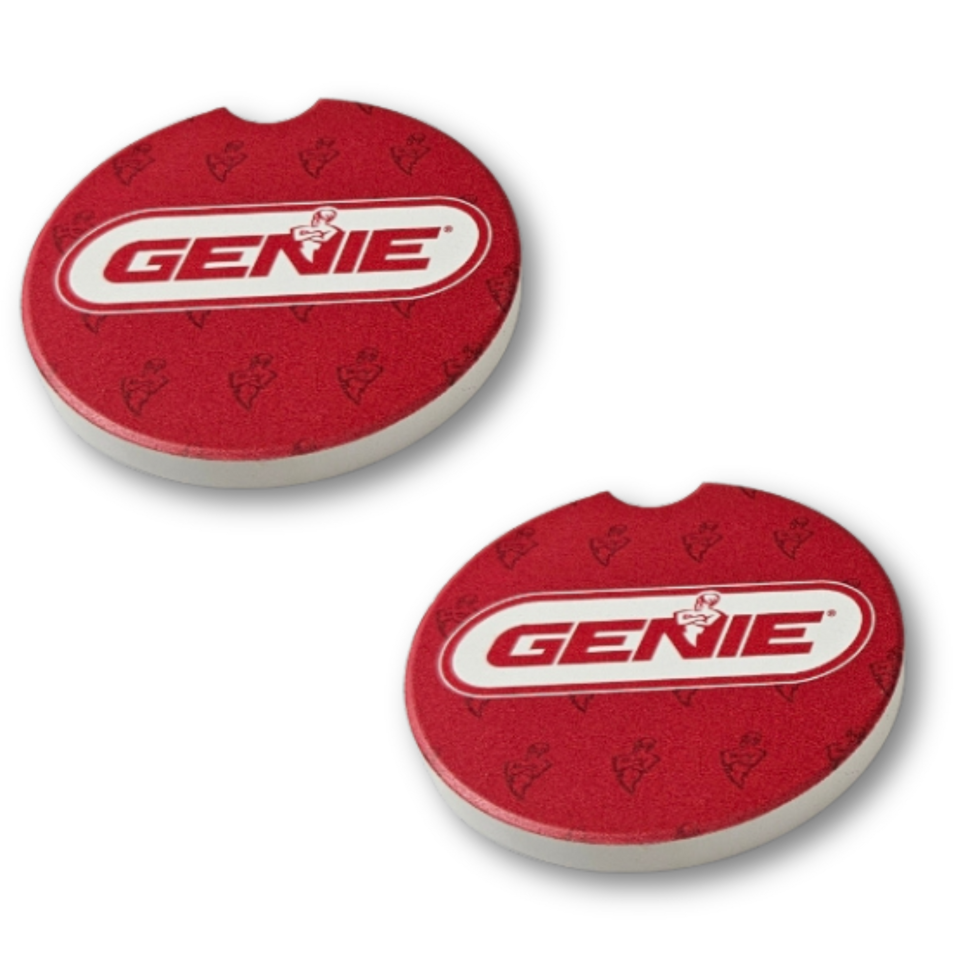 Ceramic car coaster with the Genie Brand Logo thick and absorbent