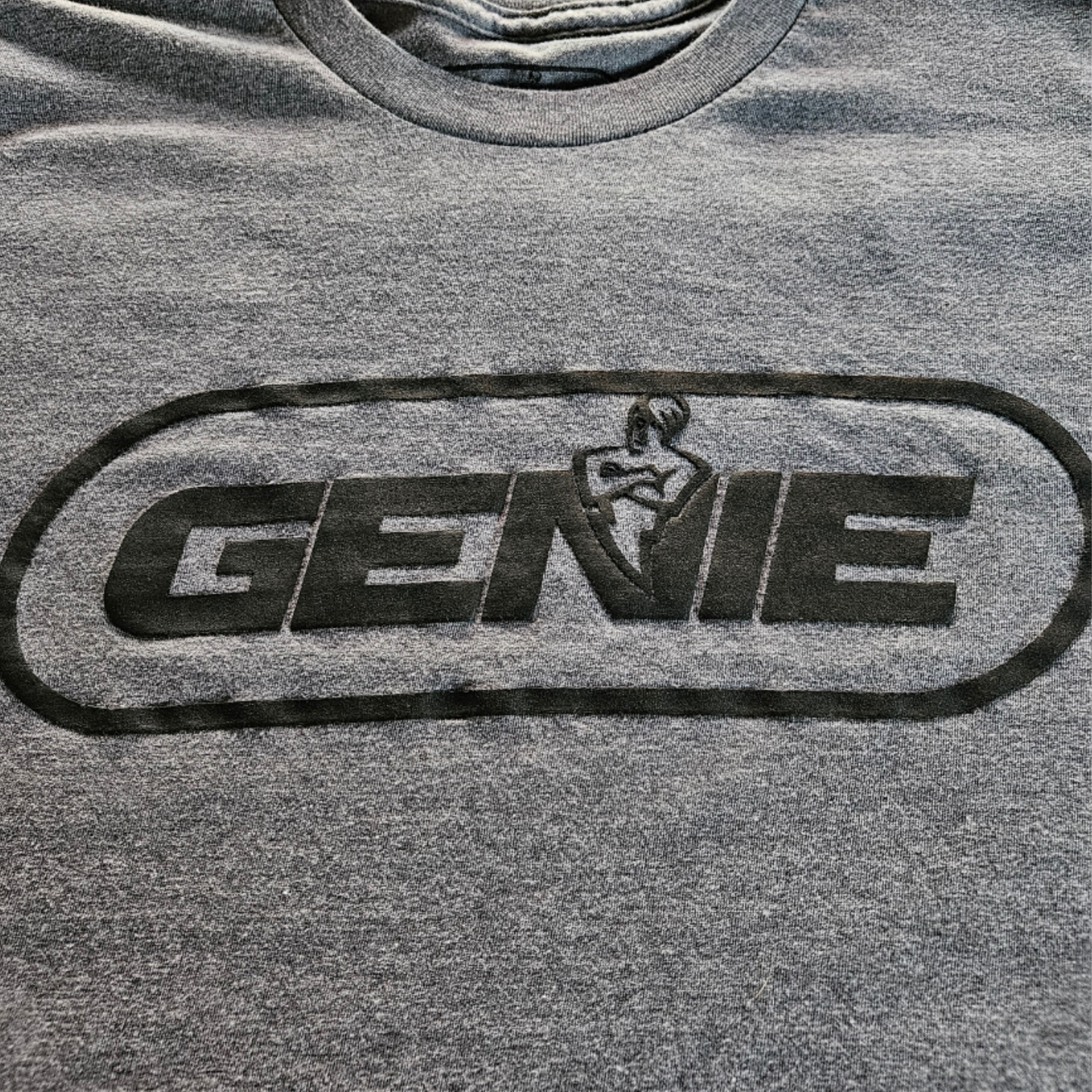 Gray Genie Branded T-Shirt_zoomed in on the logo