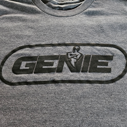 Gray Genie Branded T-Shirt_zoomed in on the logo