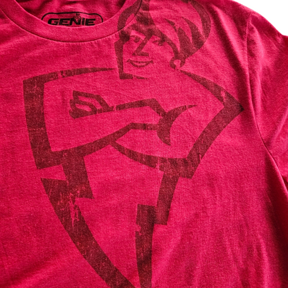 Red Heather Long Sleeve GenieMan Tshirt-zoomed in