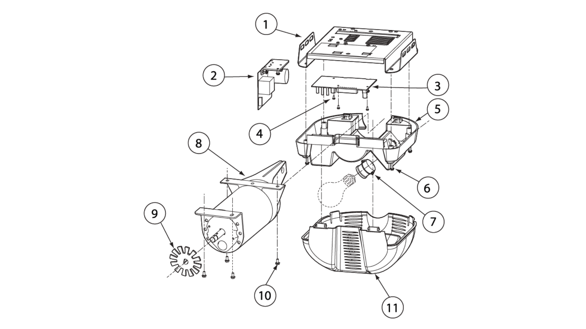 Genie Screw Drive Excelerator diagram of replacement parts - Powerhead