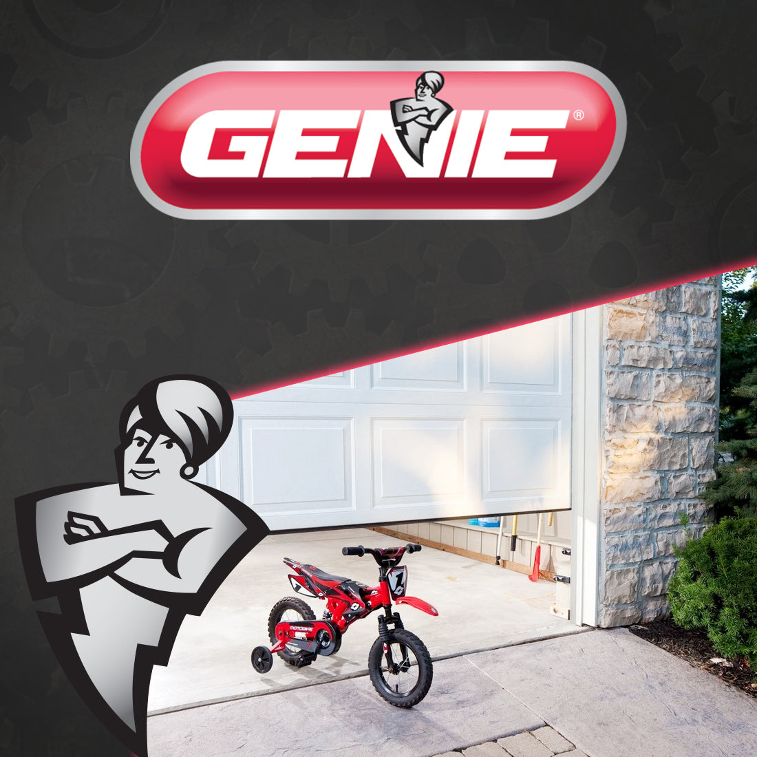 Genie Safe-T-Beams installed in a garage with bike interfering