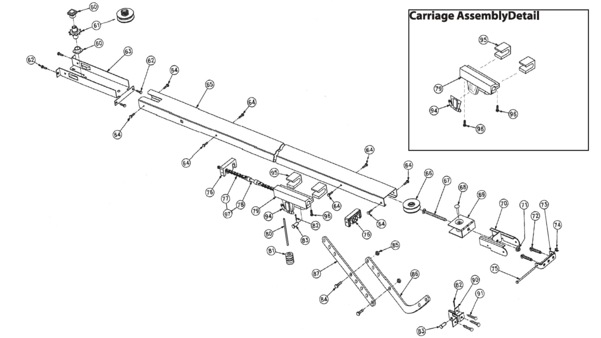 Genie ProMax diagram of replacement parts - Channel Rail