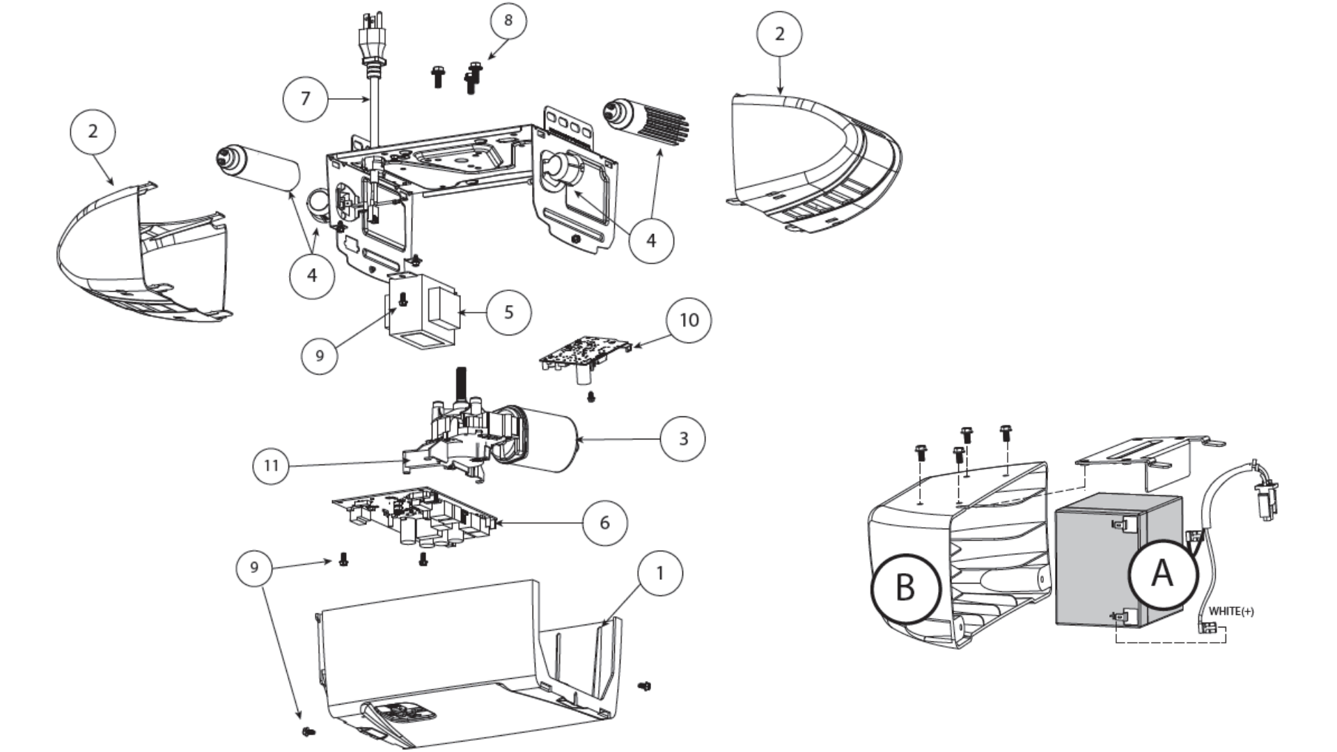 Genie Garage Door Opener Model 3120 diagram of replacement parts - Powerhead