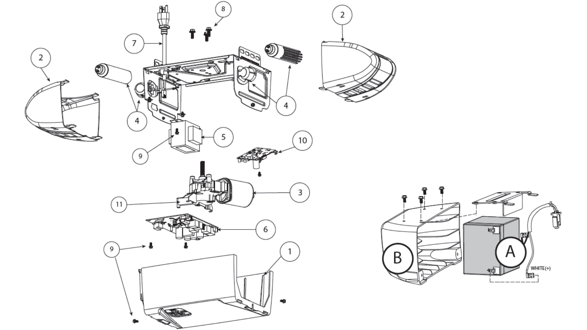 Genie Garage Door Opener Model 3120 diagram of replacement parts - Powerhead 