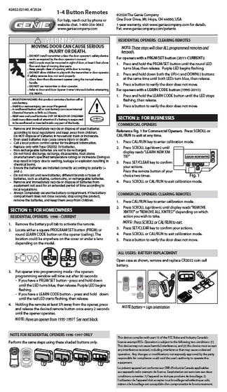 Genie 3-Button Garage Door Opener Remote - G3BT-R – The Genie Company