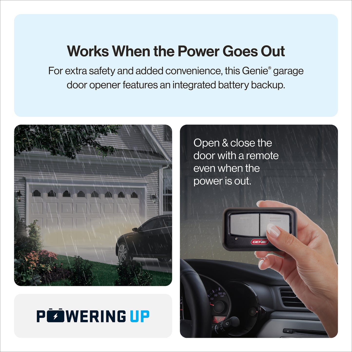 Genie Garage door opener for power outages