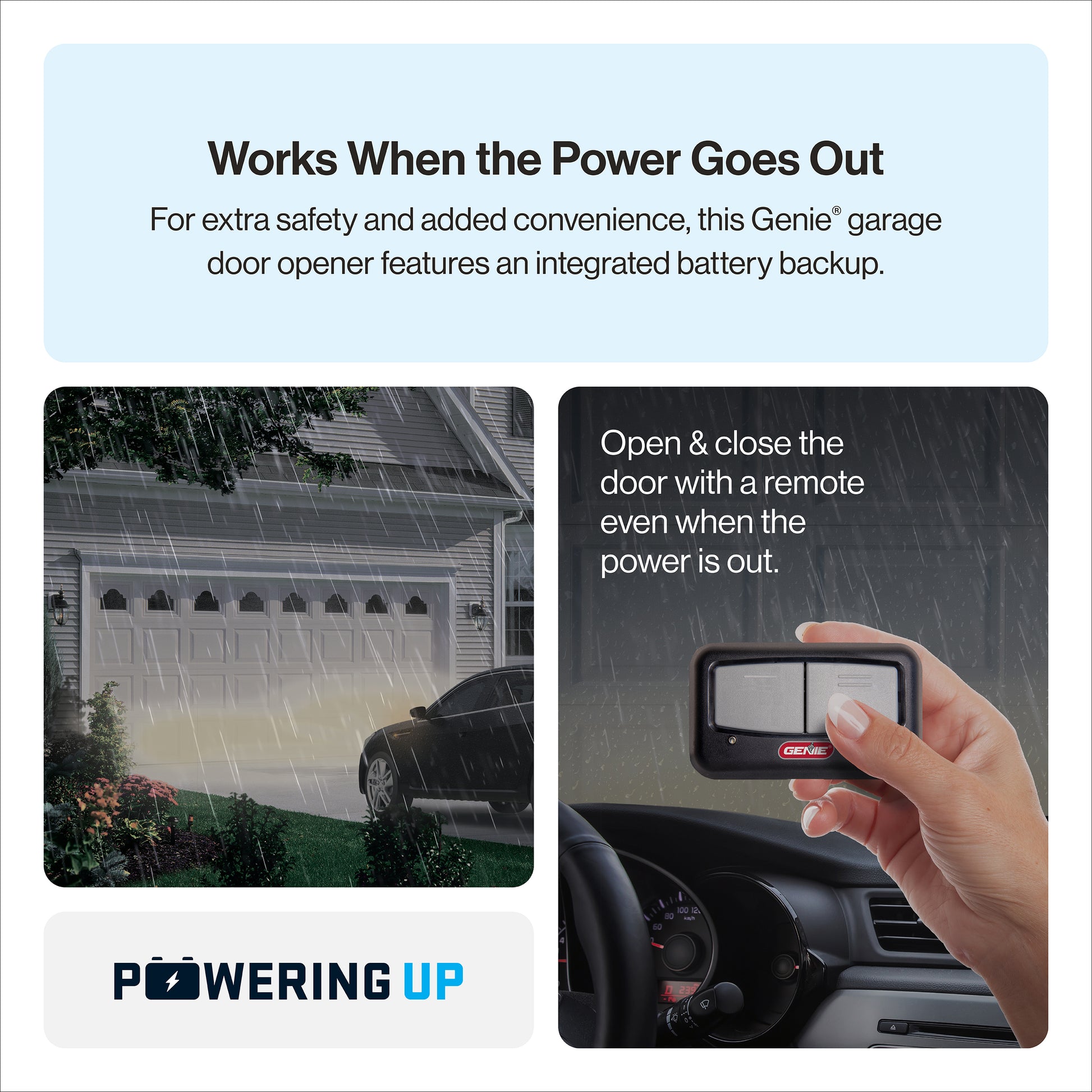 Genie Garage door opener for power outages