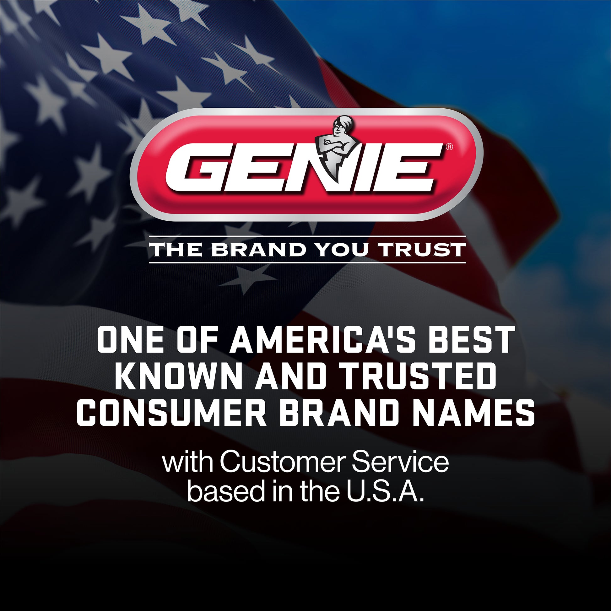 Genie logo with American flag in the background