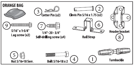 Genie Garage Door Opener Mounting Parts Pack (Orange Bag) - 39010R.S for belt and chain drive models 