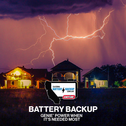 Garage door opener with a battery backup prepares for power outage emergencies