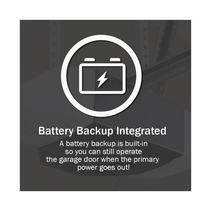 Battery backup integrated garage door opener 