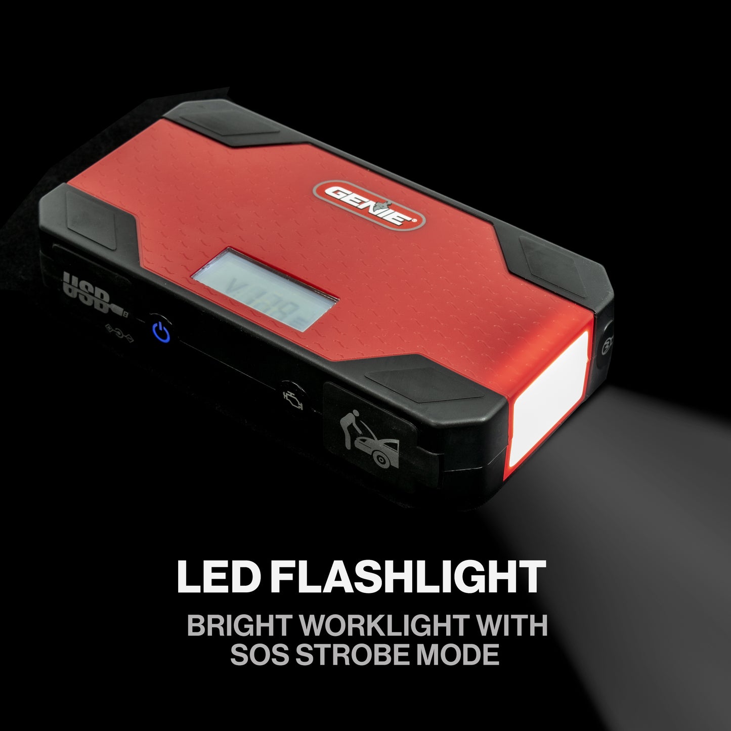 The Reliavolt Portable emergency tool comes with a LED flashlight with SOS strobe option