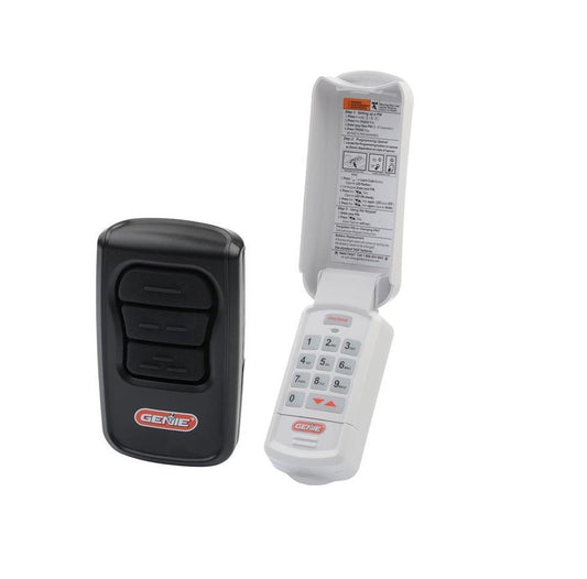 Genie garage door opener accessory bundle includes the wireless keypad and Three button Master remote