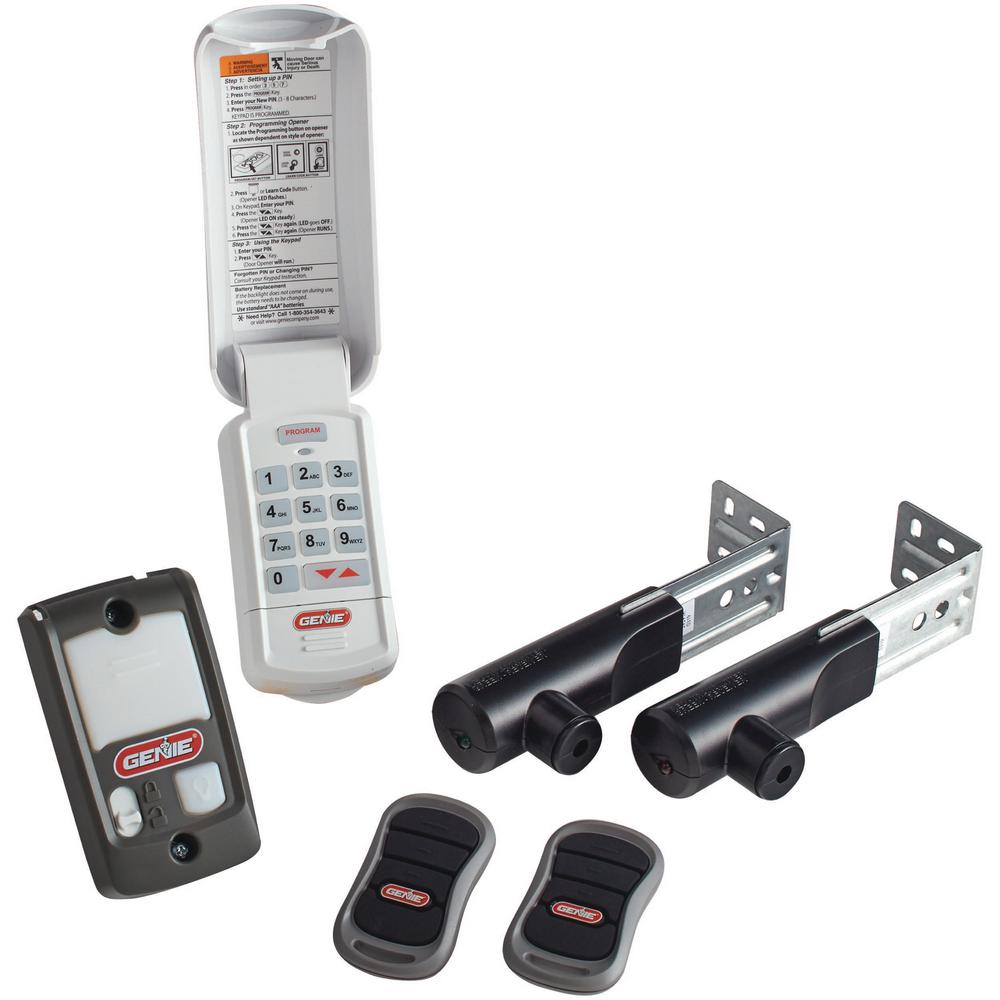 Includes two remotes, a deluxe wall console, wireless keypad, and safe-t-beams