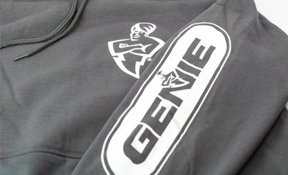 The Genie Company logo on the hooded sweatshirt 