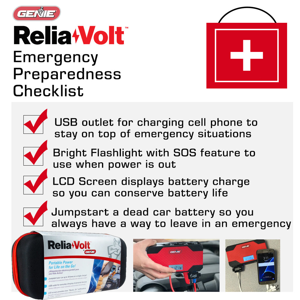 Emergency checklist, ReliaVolt Portable Charger and Jumpstarter
